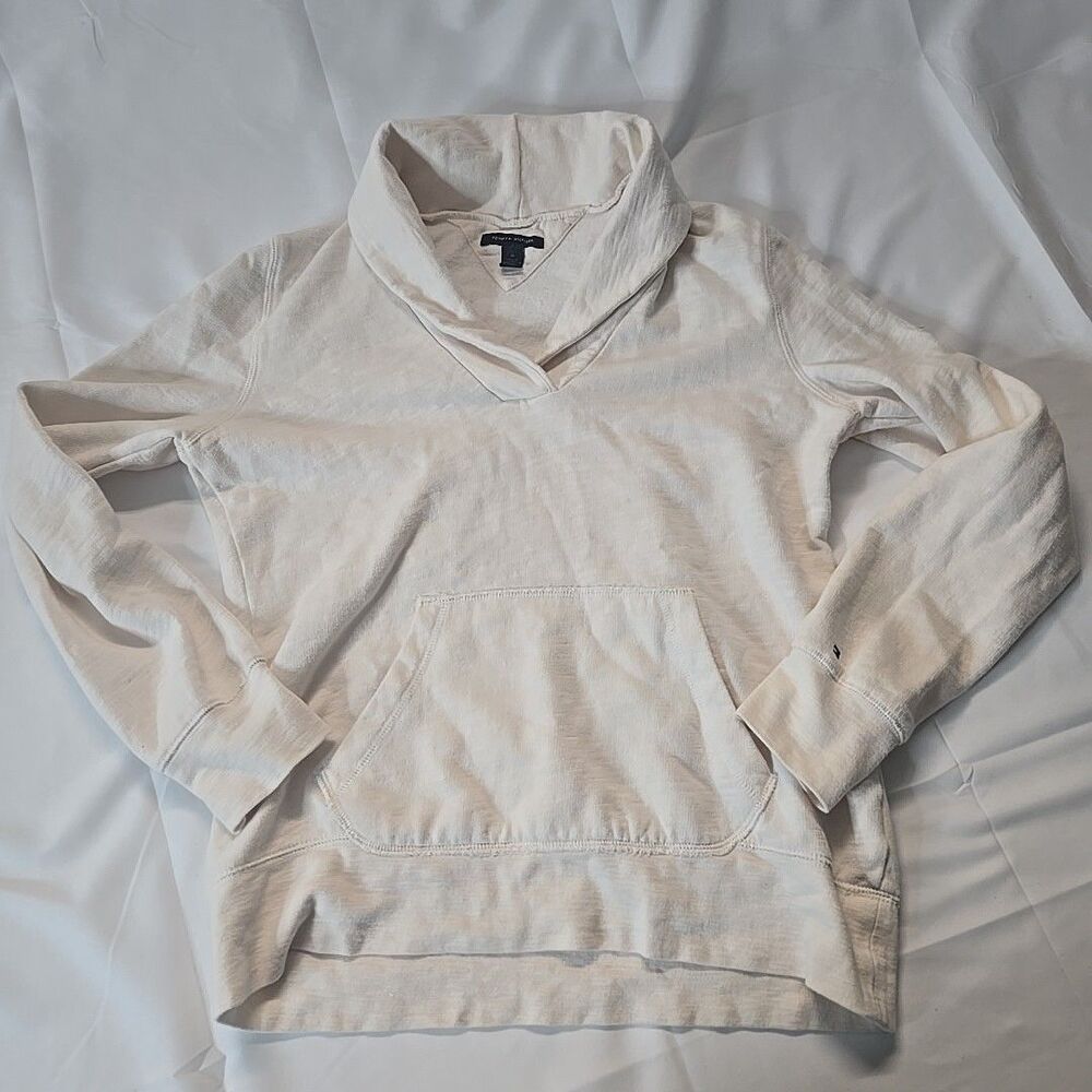 Tommy Hilfiger Pullover Mens Shawl Collar Sweater M Cream Casual Coastal Prep